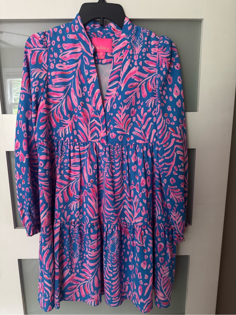 Lilly Pulitzer Blue & Hot Pink Abstract Print Dress